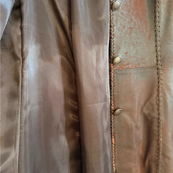 EUC 🔥 STUNNING! Tribe America Brown Leather Turquoise Suede Jacket $800 Ret - Picture 8 of 10